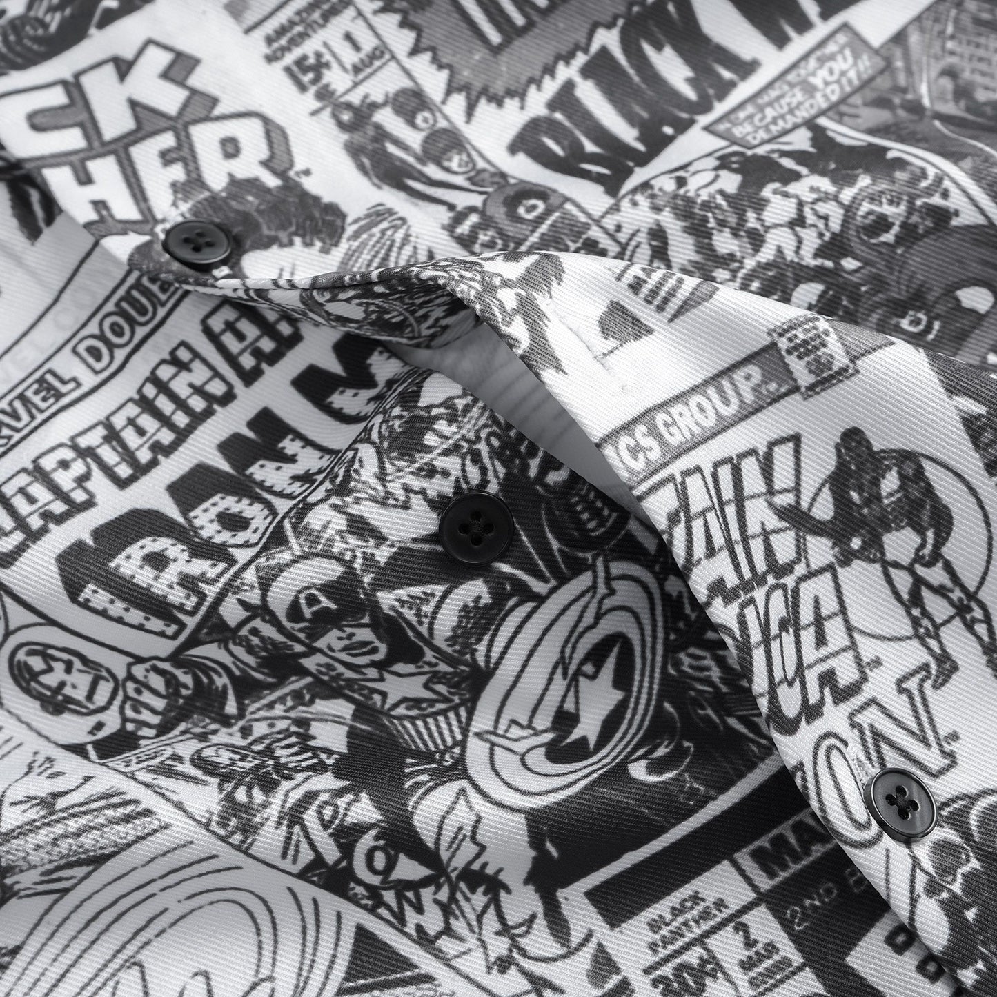 Áo Sơ Mi Cuban Nam Họa Tiết Marvel Comic Art Form Relaxed